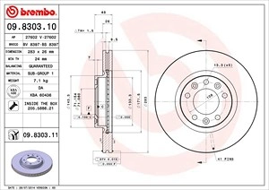 BREMBO Bremsscheibe 09.8303.11 Bremsscheiben,Scheibenbremsen PEUGEOT,407 SW (6E_),508 SW I (8E_),407 (6D_),607 (9D, 9U),508 I (8D_) Limousine