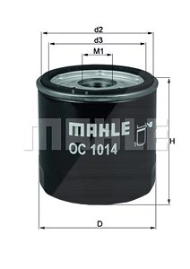 MAHLE ORIGINAL Ölfilter OC 1014 Motorölfilter,Filter für Öl FORD,VOLVO,Transit Custom V362 Kastenwagen (FY, FZ),V50 (545),XC60 (156),V70 III (135)