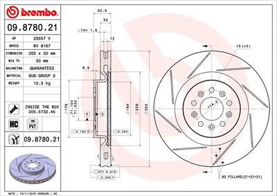 BREMBO Bremsscheibe 09.8780.21 Bremsscheiben,Scheibenbremsen ASTON MARTIN,VANTAGE Vantage,DB9 Volante,DB9 Vantage,VANTAGE Volante