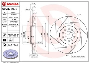 BREMBO Bremsscheibe 09.8780.21 Bremsscheiben,Scheibenbremsen ASTON MARTIN,VANTAGE Vantage,DB9 Volante,DB9 Vantage,VANTAGE Volante