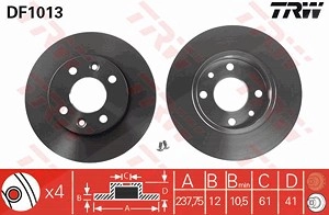 TRW Bremsscheibe DF1013 Bremsscheiben,Scheibenbremsen RENAULT,DACIA,TWINGO I (C06_),CLIO II (BB0/1/2_, CB0/1/2_),MEGANE I (BA0/1_)