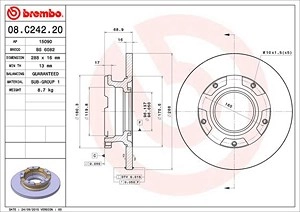 BREMBO Bremsscheibe 08.C242.20 Bremsscheiben,Scheibenbremsen FORD,Transit V363 Kastenwagen (FCD, FDD),Transit Custom V362 Kastenwagen (FY, FZ)