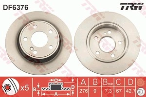 TRW Bremsscheibe DF6376 Bremsscheiben,Scheibenbremsen MERCEDES-BENZ,A-Klasse (W176),B-Klasse (W246, W242),CLA Coupe (C117)