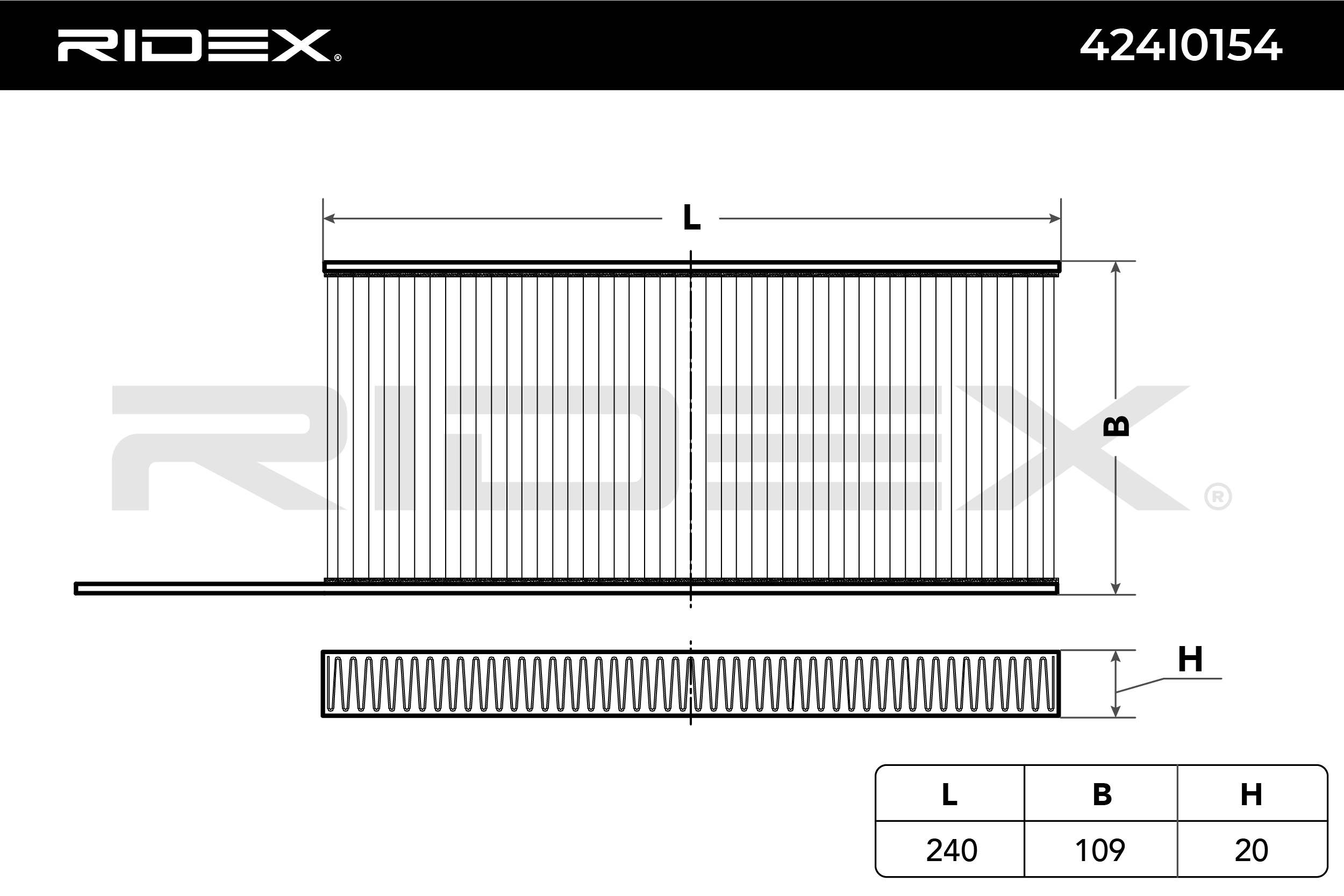 RIDEX Innenraumfilter 424I0154 Filter, Innenraumluft,Pollenfilter MERCEDES-BENZ,OPEL,RENAULT,CITAN Kasten (415),Citan Kombi / Tourer (415)