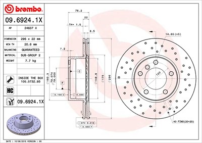 BREMBO Bremsscheibe 09.6924.1X Bremsscheiben,Scheibenbremsen BMW,5 Limousine (E39),5 Touring (E39)