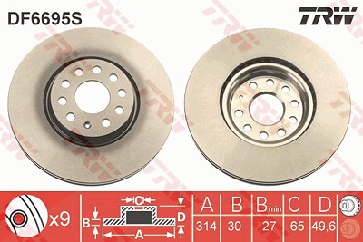 TRW Bremsscheibe DF6695S Bremsscheiben,Scheibenbremsen VW,SKODA,SEAT,SHARAN (7N1, 7N2),TIGUAN (AD1),Tiguan Allspace (BW2),Kodiaq (NS7)