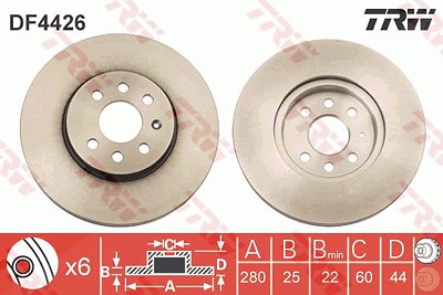 TRW Bremsscheibe DF4426 Bremsscheiben,Scheibenbremsen OPEL,VAUXHALL,Meriva A (X03),Astra H Caravan (A04),Astra H Schrägheck (A04),Astra H GTC (A04)