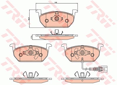 TRW Bremsbelagsatz GDB2080 Bremsbeläge,Bremsklötze VW,AUDI,SKODA,Golf VII Schrägheck (5G1, BQ1, BE1, BE2),Golf VII Variant (BA5, BV5)