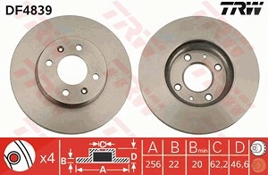 TRW Bremsscheibe DF4839 Bremsscheiben,Scheibenbremsen HYUNDAI,KIA,i20 (PB, PBT),ACCENT III Stufenheck (MC),ACCENT III (MC),RIO II (JB)