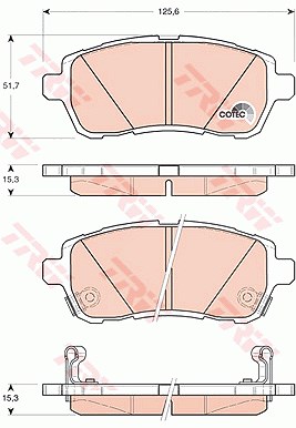 TRW Bremsbelagsatz GDB3437 Bremsbeläge,Bremsklötze FORD,MAZDA,SUZUKI,Fiesta Mk6 Schrägheck (JA8, JR8),Fiesta Mk6 Limousine,Fiesta Mk6 Kastenwagen