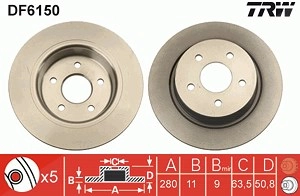 TRW Bremsscheibe DF6150 Bremsscheiben,Scheibenbremsen FORD,Kuga Mk2 (DM2),C-Max II (DXA/CB7, DXA/CEU),Grand C-Max (DXA/CB7, DXA/CEU)