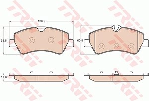 TRW Bremsbelagsatz GDB1968 Bremsbeläge,Bremsklötze FORD,Transit V363 Kastenwagen (FCD, FDD),Transit Custom V362 Kastenwagen (FY, FZ)