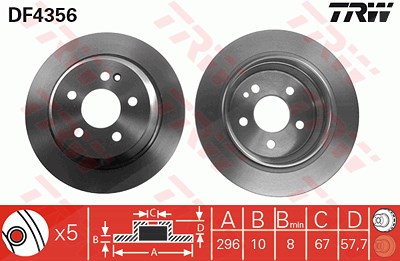 TRW Bremsscheibe DF4356 Bremsscheiben,Scheibenbremsen MERCEDES-BENZ,VIANO (W639),VITO Bus (W639),VITO / MIXTO Kasten (W639)