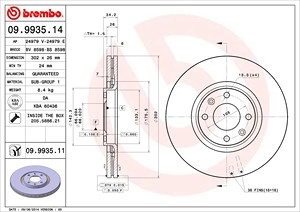 BREMBO Bremsscheibe 09.9935.11 Bremsscheiben,Scheibenbremsen PEUGEOT,CITROËN,207 (WA_, WC_),307 CC (3B),307 SW (3H),307 (3A/C),207 SW (WK_),3008 (0U_)