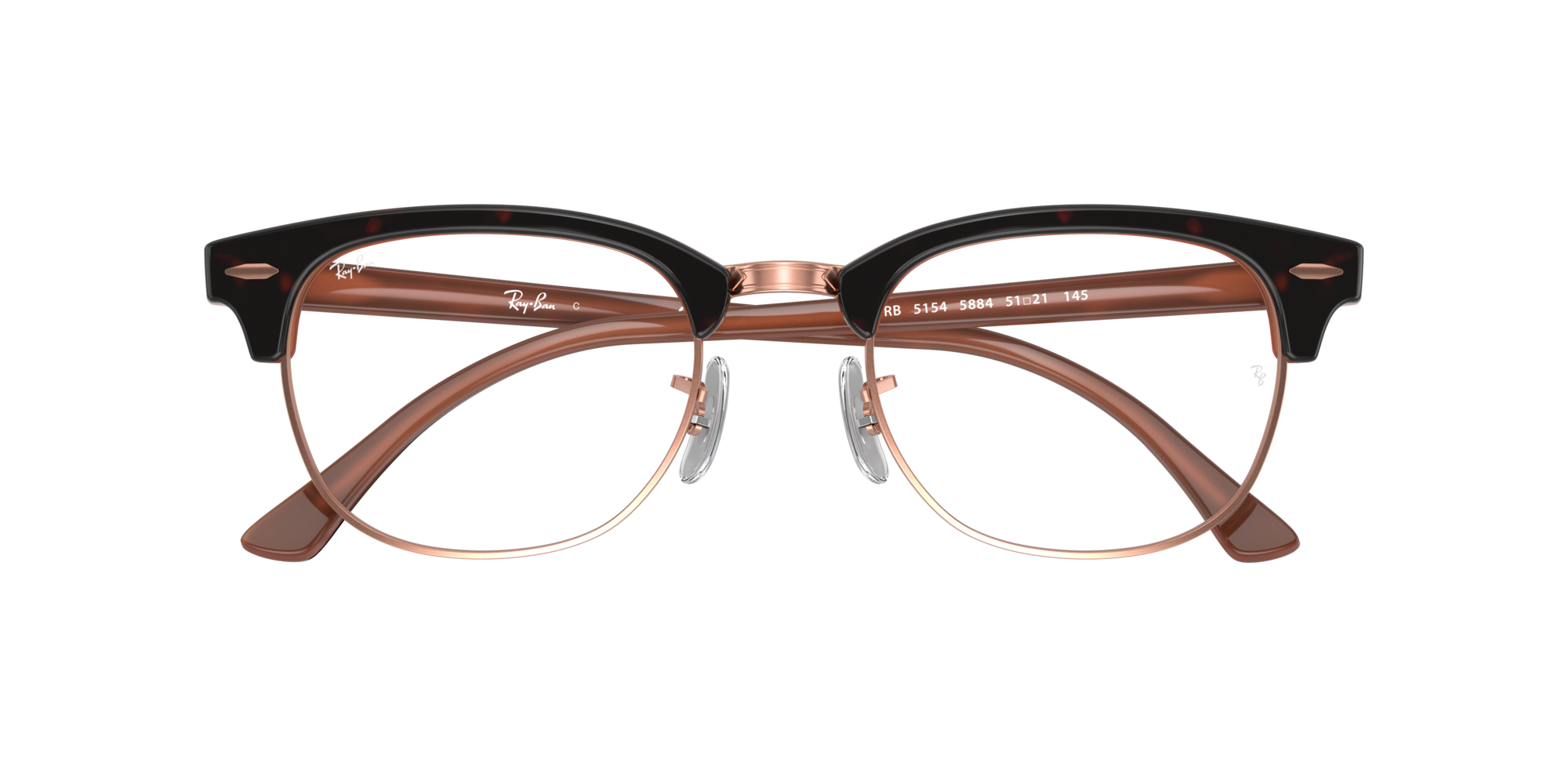 Ray-Ban Clubmaster RX 5154 5884 large, inkl. Gläser, Quadratische Brille, Unisex