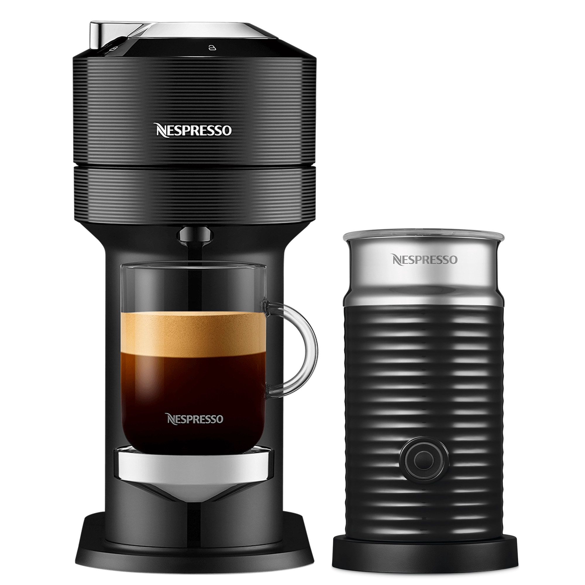 Nespresso VERTUO Next Premium Classic Black & Aeroccino 3 schwarz Vertuo Kaffeemaschine