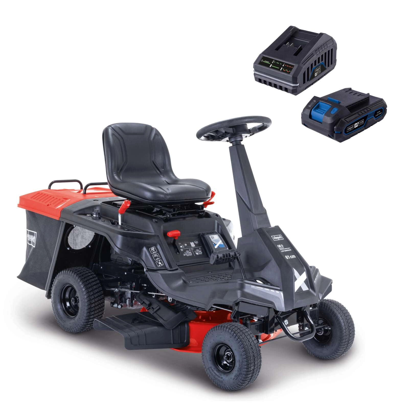 Benzin-Aufsitzrasenmäher MR225-61 Scheppach - 6,0PS | 61cm Schnittbreite | 150L Fangsack | Elektro-Start | 4 Vorwärtsgänge