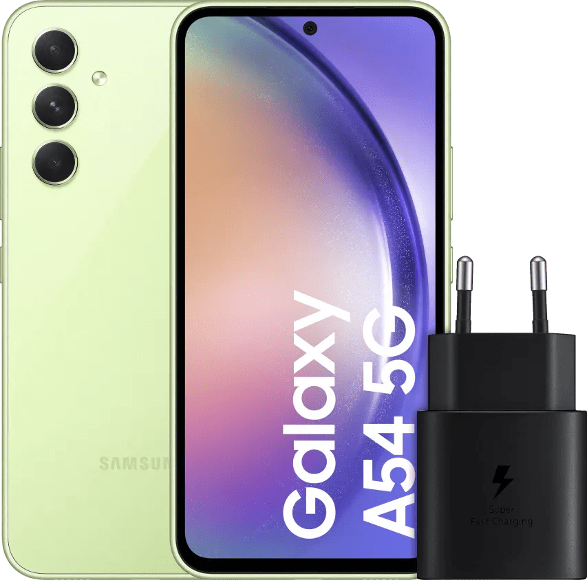 Samsung Galaxy A54 128GB Grün 5G + Samsung Schnellladegerät Schwarz