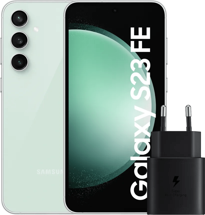 Samsung Galaxy S23 FE 128GB Grün 5G + Samsung Ladegerät 25 Watt Schwarz