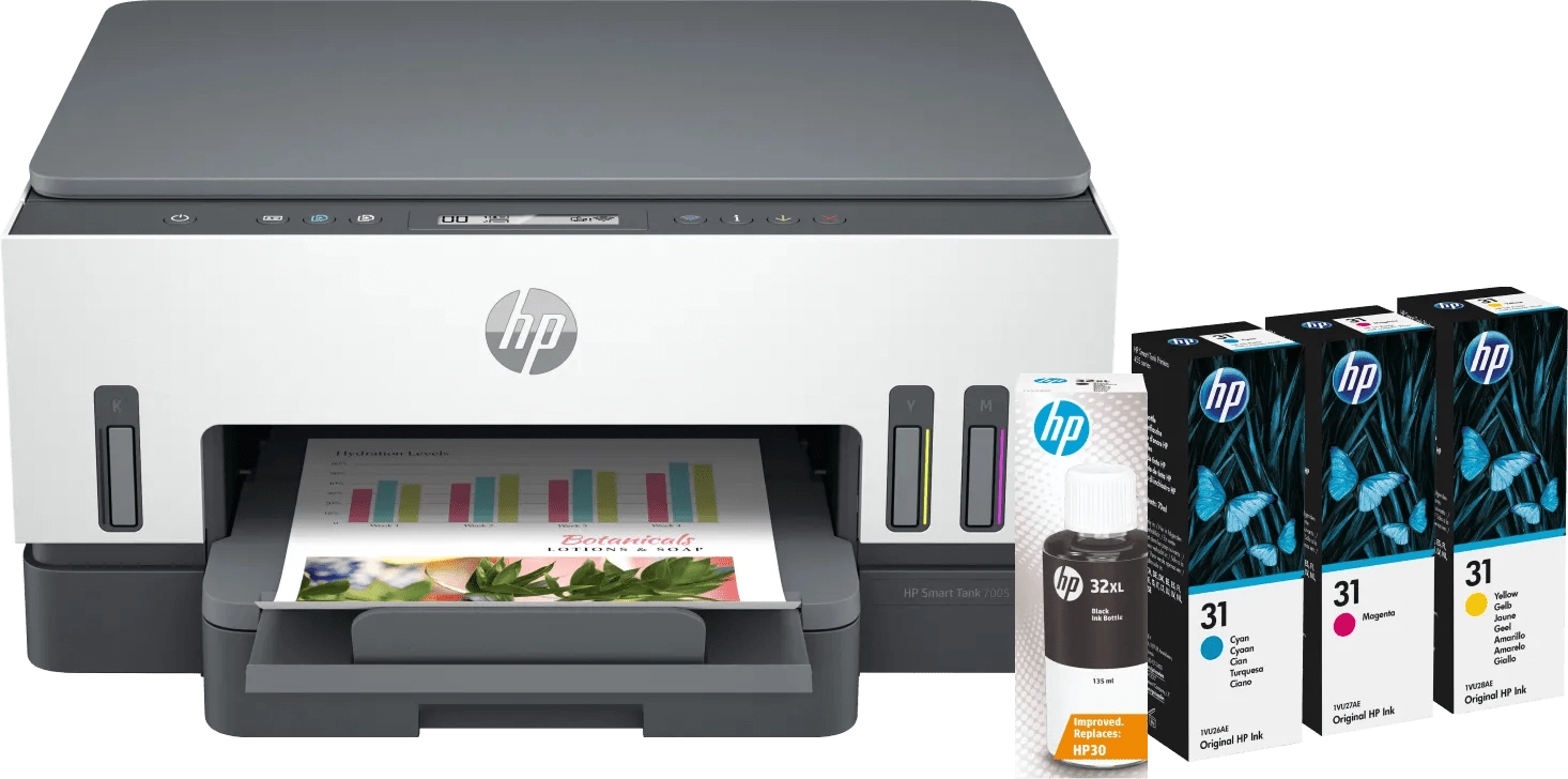 HP Smart Tank 7005 + 1 Satz Reservetintenflaschen