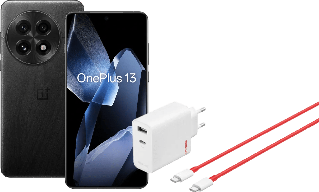 OnePlus 13 256GB Schwarz 5G + OnePlus SuperVOOC Ladegerät 120 W mit 2 Anschlüssen