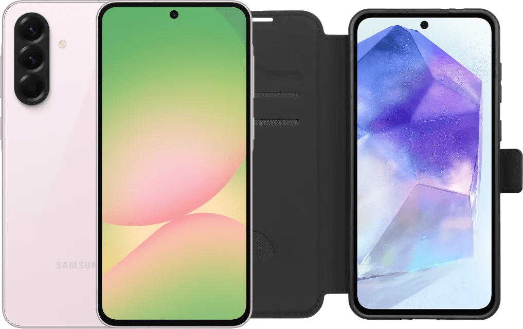 Samsung Galaxy A56 256GB Rosa 5G + BlueBuilt Book Case Schwarz