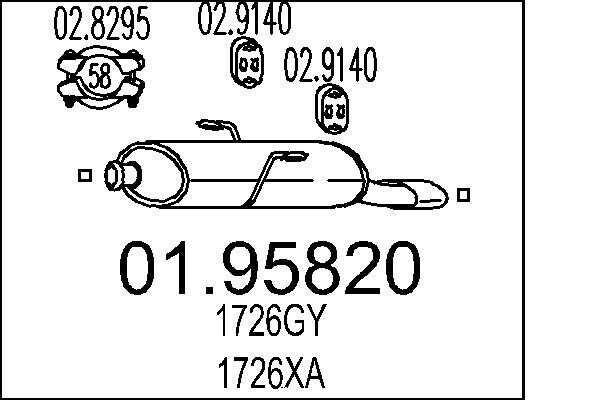 MTS Endschalldämpfer 01.95820 Endtopf,Auspuff Endtopf PEUGEOT,206 Schrägheck (2A/C),206 CC (2D),206+ Schrägheck (2L_, 2M_),206 Kastenwagen