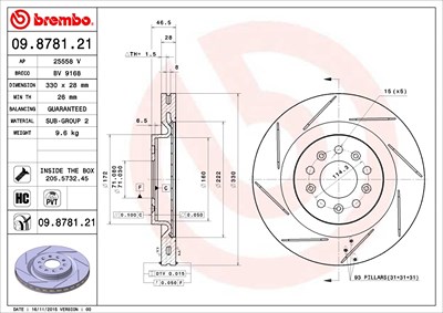 BREMBO Bremsscheibe 09.8781.21 Bremsscheiben,Scheibenbremsen ASTON MARTIN,VANTAGE Vantage,DB9 Volante,DB9 Vantage,VANTAGE Volante