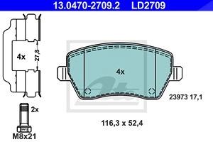 ATE Bremsbelagsatz 13.0470-2709.2 Bremsbeläge,Bremsklötze MERCEDES-BENZ,RENAULT,NISSAN,CITAN Kasten (415),Citan Kombi / Tourer (415),CITAN Mixto (415)