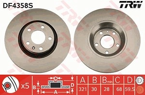 TRW Bremsscheibe DF4358S Bremsscheiben,Scheibenbremsen AUDI,A6 Avant (4F5, C6),A6 Limousine (4F2, C6),A8 (4E2, 4E8),A6 Allroad (4FH, C6)