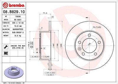 BREMBO Bremsscheibe 08.B829.10 Bremsscheiben,Scheibenbremsen OPEL,RENAULT,NISSAN,Movano B Kastenwagen (X62),Movano B Bus (X62)