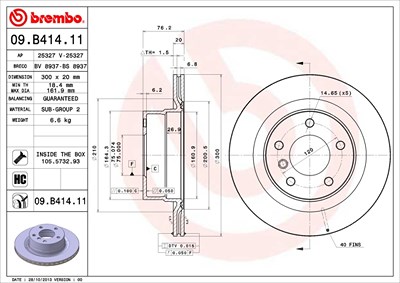 BREMBO Bremsscheibe 09.B414.11 Bremsscheiben,Scheibenbremsen BMW,1 Coupe (E82),1 Cabrio (E88)