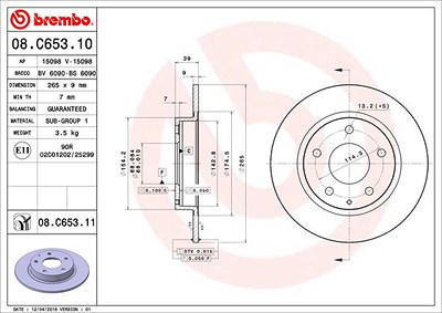 BREMBO Bremsscheibe 08.C653.11 Bremsscheiben,Scheibenbremsen MAZDA,3 Schrägheck (BM, BN),CX-3 (DK),3 Limousine (BM, BN),3 Schrägheck (BP),CX-30 (DM)