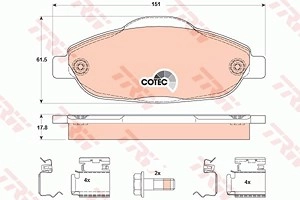 TRW Bremsbelagsatz GDB1761 Bremsbeläge,Bremsklötze PEUGEOT,308 SW I (4E_, 4H_),308 I Schrägheck (4A_, 4C_),3008 (0U_),308 CC (4B_)