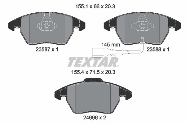 TEXTAR Bremsbelagsatz Q+ 2469602 Bremsbeläge,Bremsklötze VW,AUDI,SKODA,Golf V Schrägheck (1K1),TOURAN (1T1, 1T2),Passat Variant (3C5),GOLF VI (5K1)