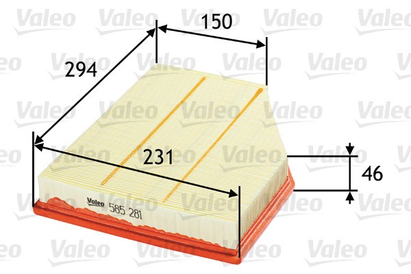 VALEO Luftfilter 585281 Motorluftfilter,Filter für Luft BMW,5 Limousine (E60),5 Touring (E61),Z4 Roadster (E85),6 Coupe (E63),6 Cabrio (E64)