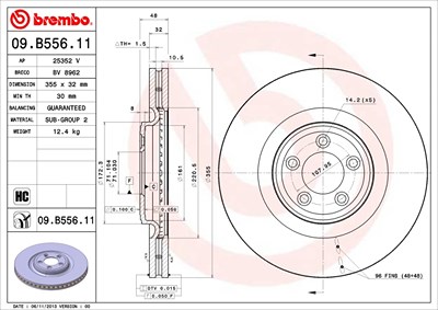 BREMBO Bremsscheibe 09.B556.11 Bremsscheiben,Scheibenbremsen JAGUAR,XF (_J05_, CC9),XJ Limousine (X350, X358),XF Sportbrake (X250)