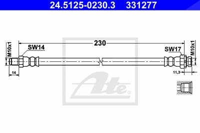 ATE Bremsschläuche 24.5125-0230.3 Bremsschlauch BMW,3 Touring (E91),3 Limousine (E90),1 Schrägheck (E87),1 Schrägheck (F20),3 Touring (F31)