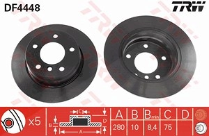 TRW Bremsscheibe DF4448 Bremsscheiben,Scheibenbremsen BMW,1 Schrägheck (E87),1 Schrägheck (E81)