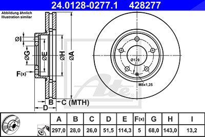 ATE Bremsscheibe 24.0128-0277.1 Bremsscheiben,Scheibenbremsen MAZDA,CX-5 (KE, GH),6 Kombi (GJ, GL),6 Limousine (GJ, GL)