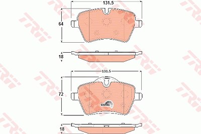 TRW Bremsbelagsatz GDB1712 Bremsbeläge,Bremsklötze MINI,Schrägheck (R56),Schrägheck (R50, R53),Clubman (R55),Cabrio (R52),Countryman (R60)