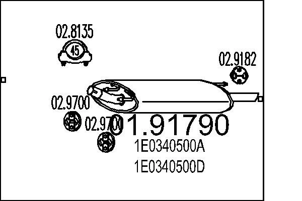 MTS Endschalldämpfer 01.91790 Endtopf,Auspuff Endtopf FORD,MAZDA,Fiesta Mk5 Schrägheck (JH1, JD1, JH3, JD3),Fiesta Mk4 Schrägheck (JAS, JBS)