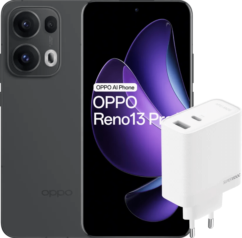 OPPO Reno13 Pro 512GB Schwarz 5G + OPPO SuperVOOC Ladegerät 80 W mit 2 Anschlüssen