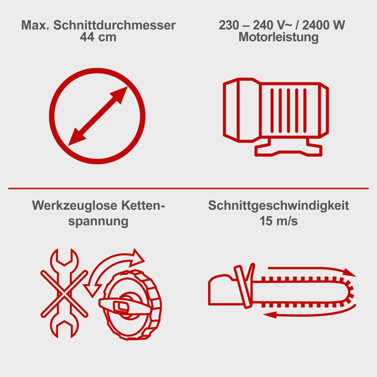 Elektro Kettensäge CSE2600 Scheppach - 45,5cm Schwert | ProCut | 2400W | werkzeuglose Kettenspannung