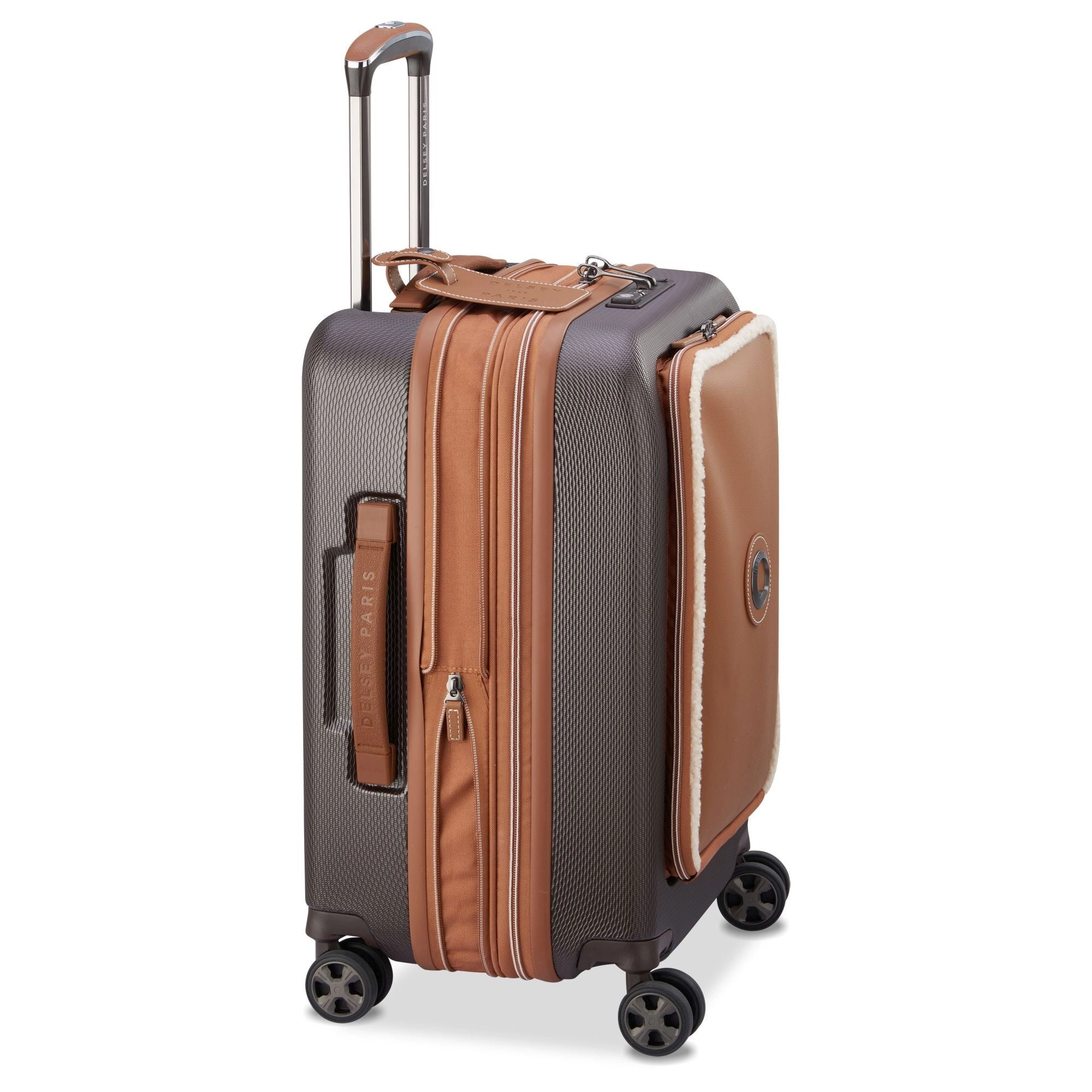 Delsey Paris Chatelet Air 2.0 - 4-Rollen-Kabinentrolley 55 cm erw. 14" USB (braun)