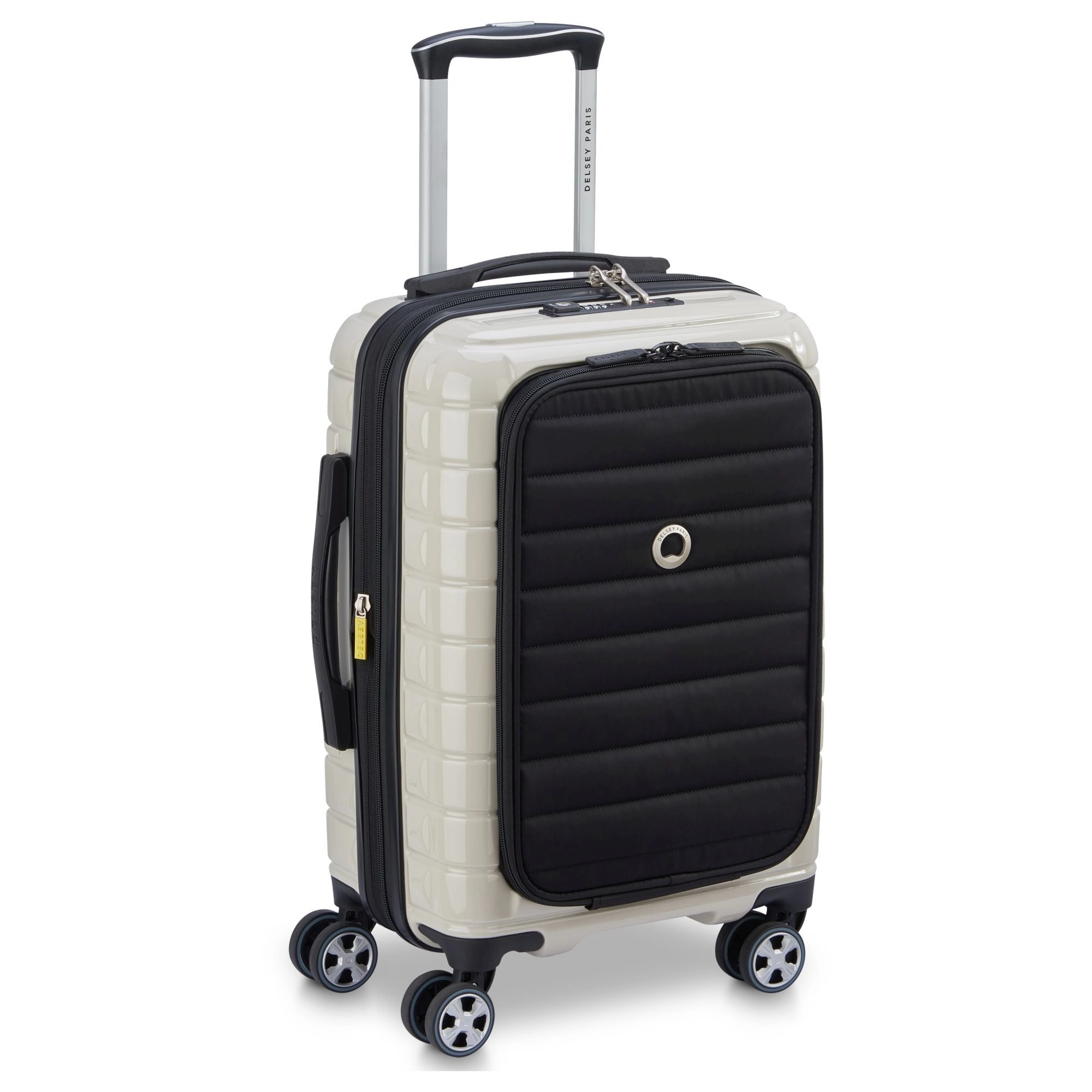 Delsey Paris Shadow 5.0 - 4-Rollen-Kabinentrolley mit Vordertasche S 55 cm erw. USB (elfenbein)