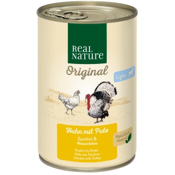 REAL NATURE Light Nassfutter Hund, Adult, Huhn mit Pute 6x400 g