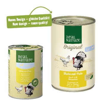 REAL NATURE Light Nassfutter Hund, Adult, Huhn mit Pute 6x400 g