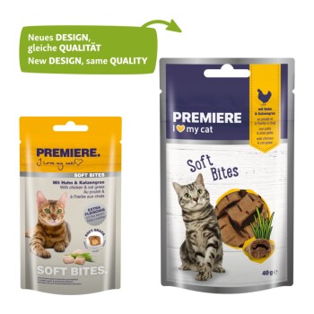 PREMIERE Soft Bites Huhn und Katzengras 40 g