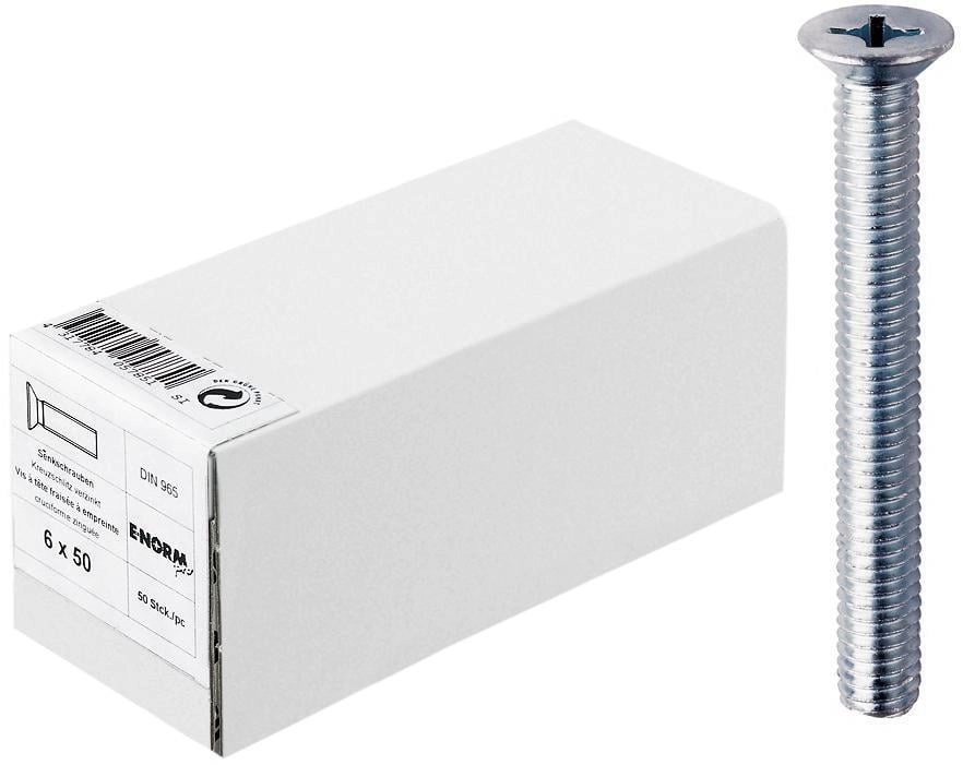 Senkkopfschraube DIN 965 M 6 x 70 zn KP E-NORMpro 25 Stück